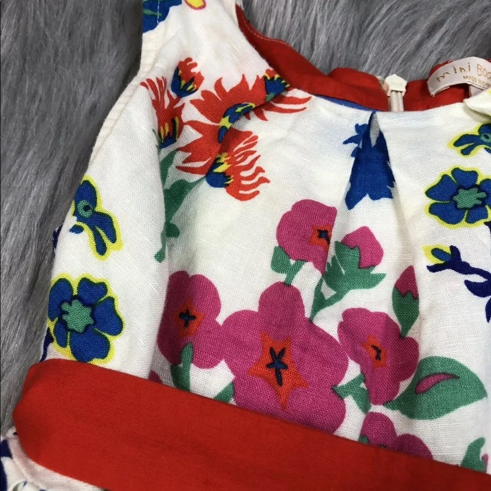 Mini Boden 3-4 Floral Sleeveless Pleated Dress